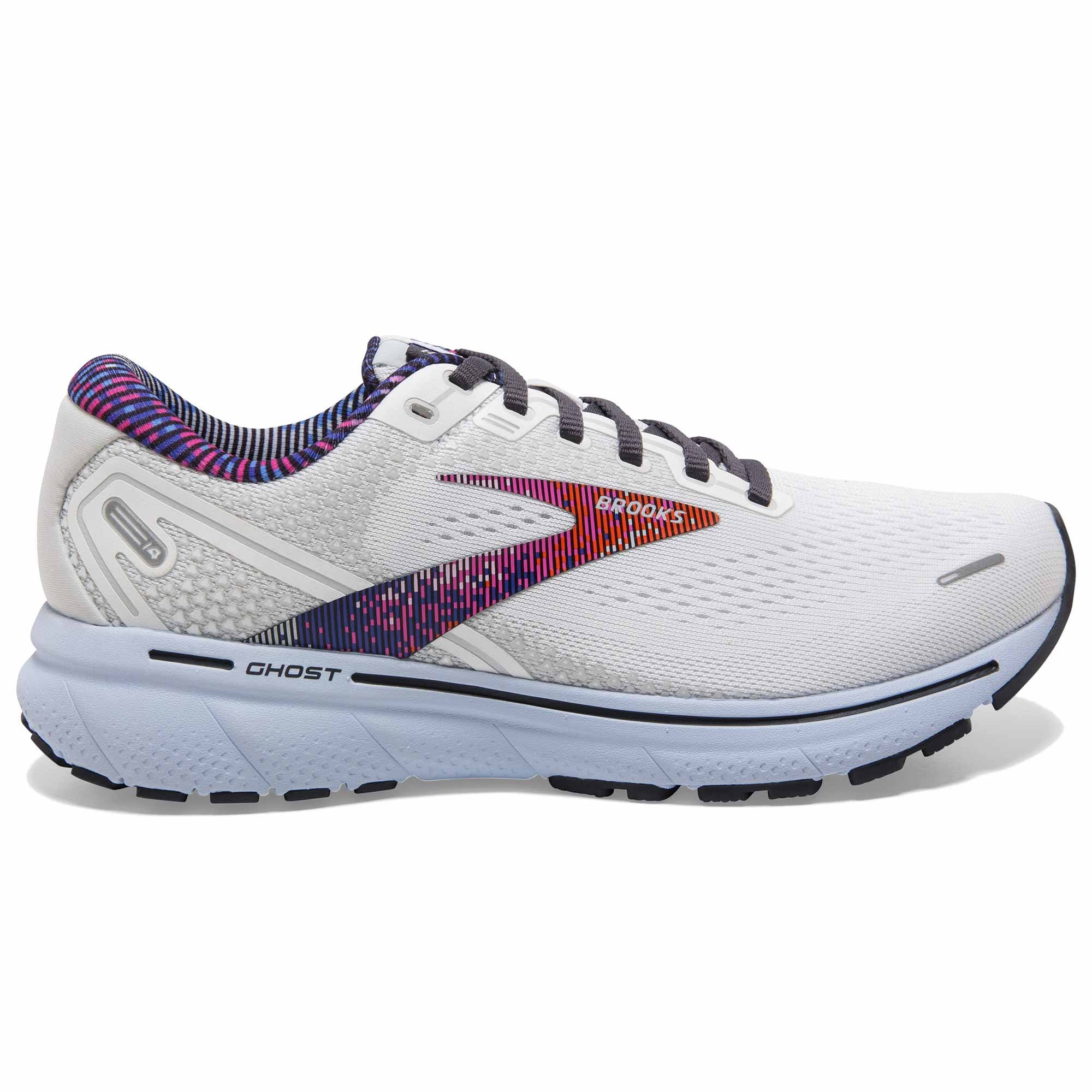 Brooks Ghost 14 Womens Road Running Shoes White/Heather/Ebony at